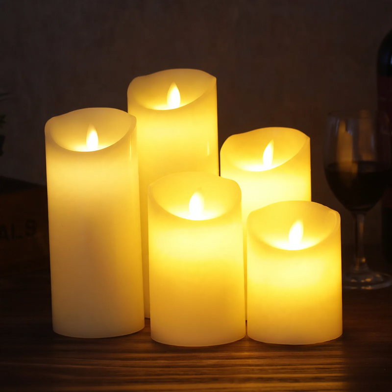 LED pillar candle made of stearin, with remote control