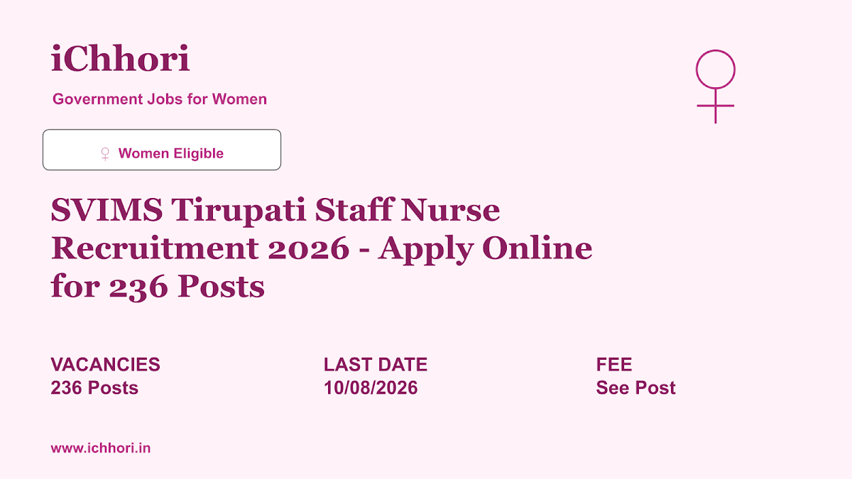 SVIMS Tirupati Staff Nurse Recruitment 2026 - Apply Online for 236 Posts - iChhori