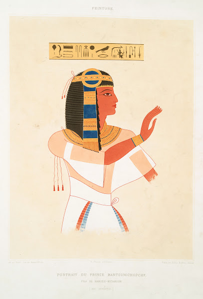 Peinture portrait du prince Mantouhichopchf fils de Ramsès Meïamoun XIXe dynasti