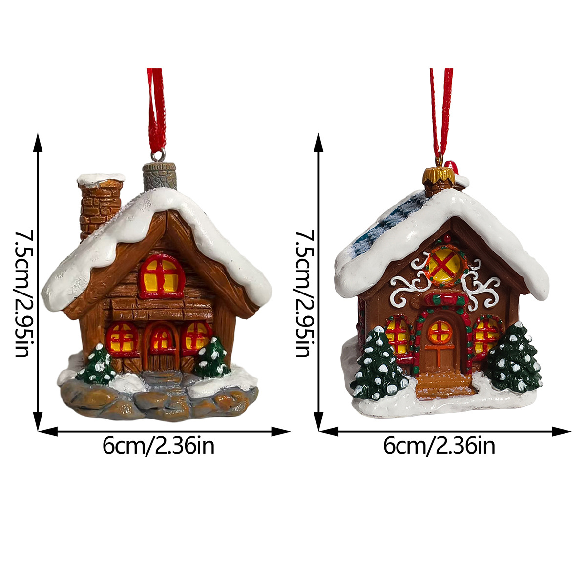 Weihnachtshaus-Anhänger mit Beleuchtung aus Kunstharz