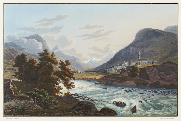 Le village de Splügen vers le glacier de Rheinwald
