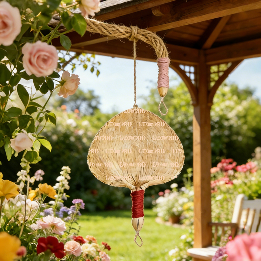 Hand-Embroidered Palm Leaf Fan - GS-484