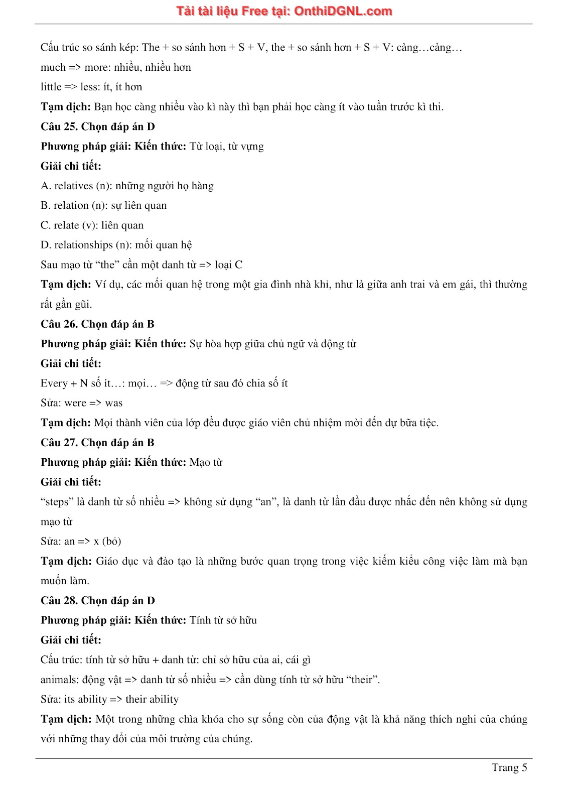 800 bài tập môn Tiếng Anh - Ôn thi ĐGNL ĐHQG TP HCM Phần 22