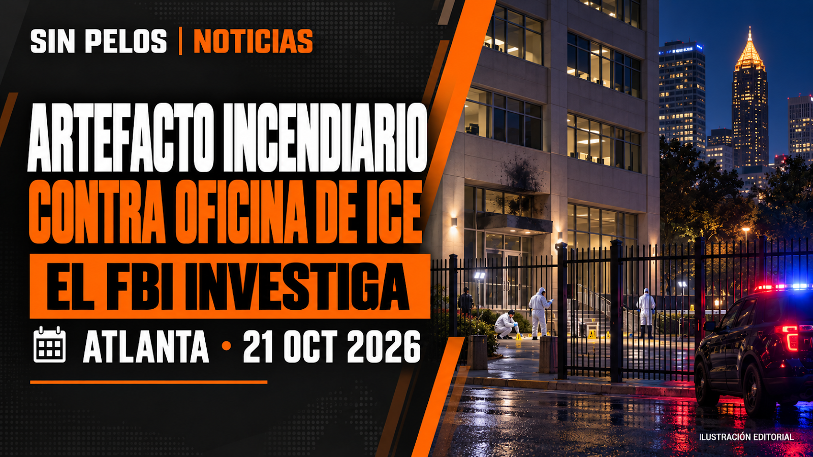 FBI investiga artefacto incendiario lanzado contra oficina de ICE en Atlanta