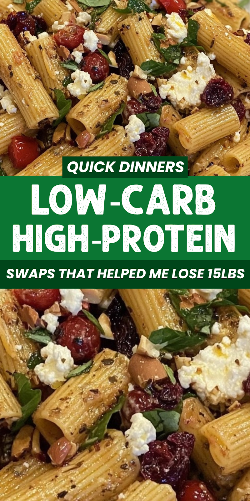 Lemon Basil Rigatoni Salad with Cranberries, Feta & Toasted Almonds