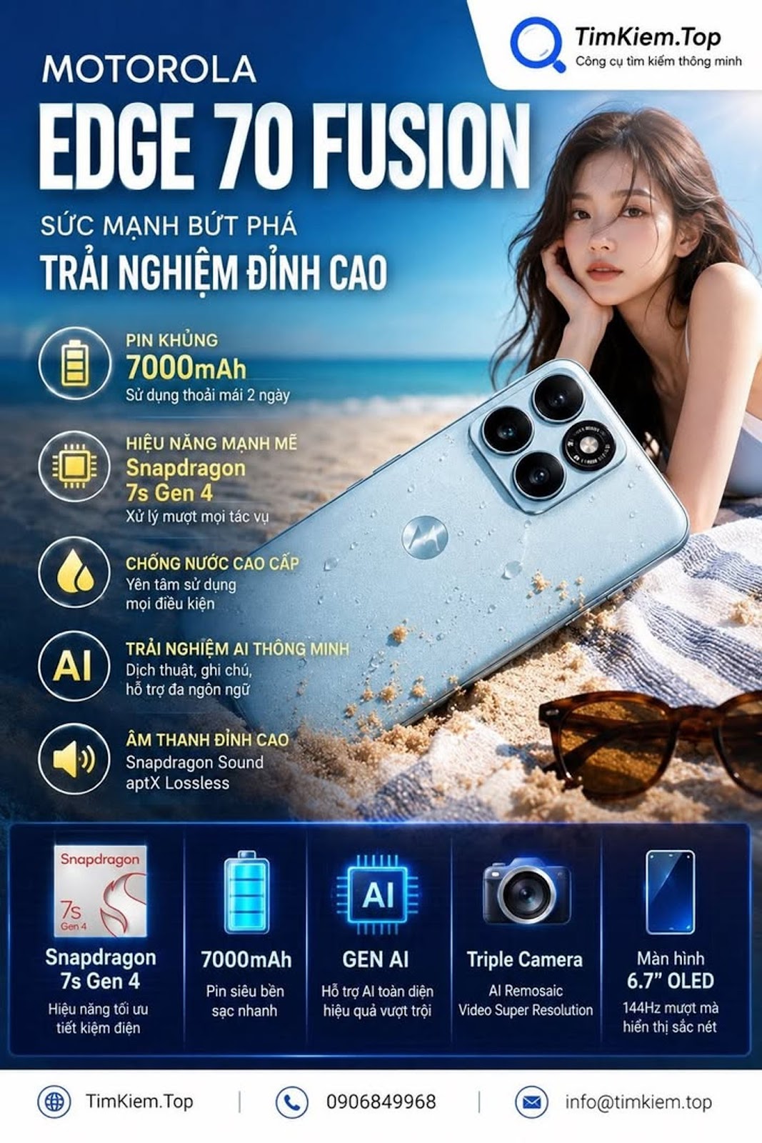 Motorola Edge 70 Fusion은 7,000mAh 배터리, Snapdragon 7s Gen 4 및 프리미엄 방수 디자인으로 주목을 받습니다.