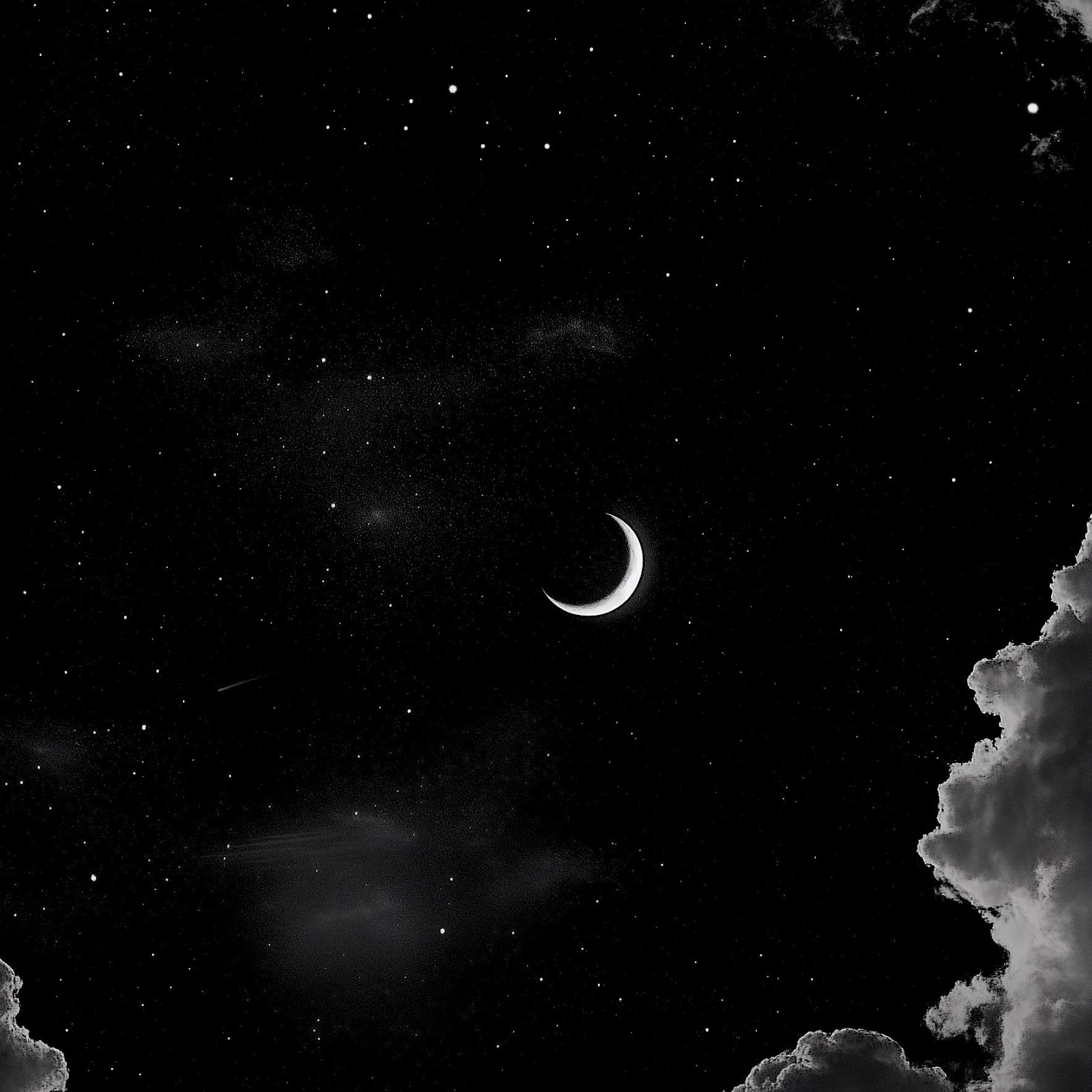 Download Crescent Moon Above Dark Clouds 2K iPhone
