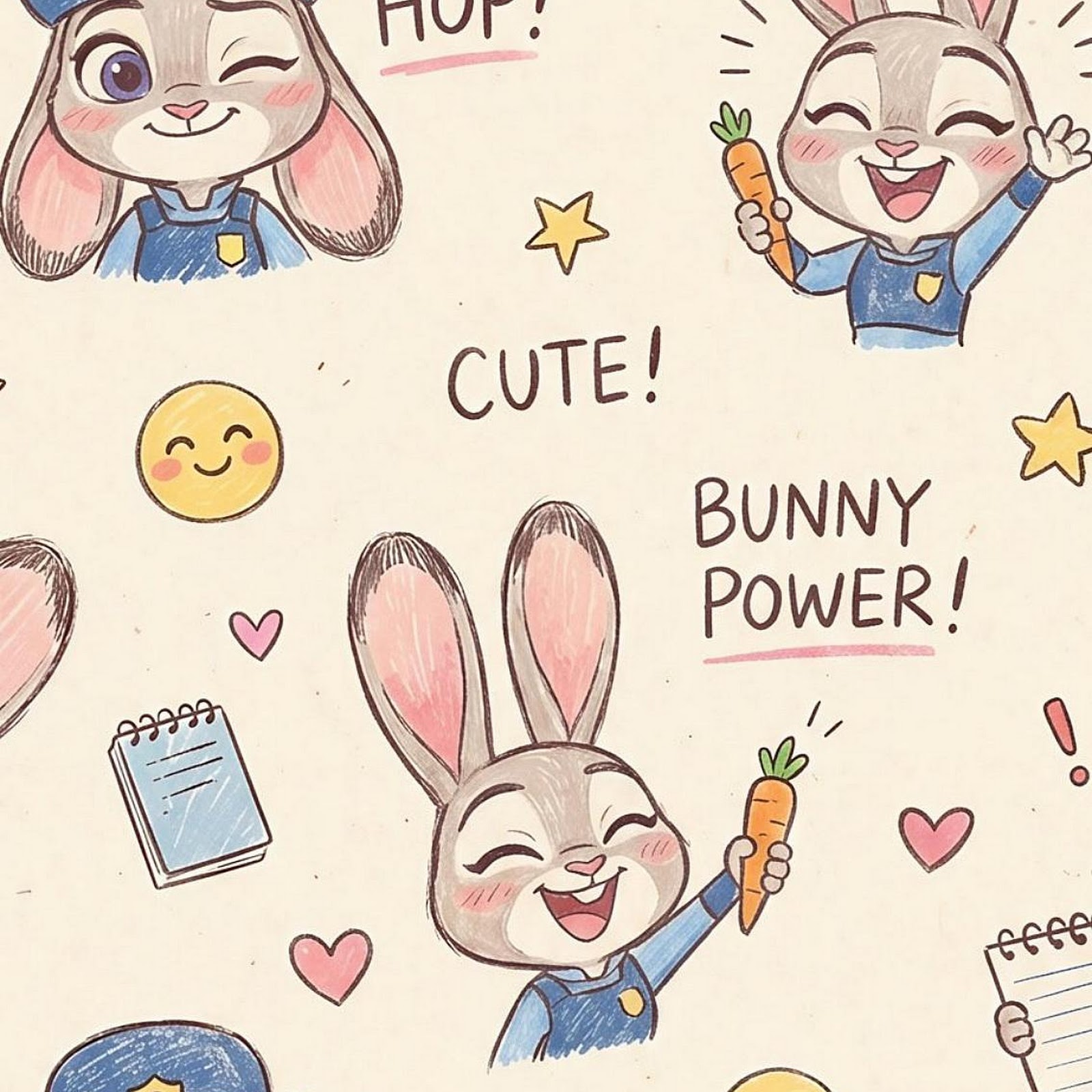 Download Judy Hopps Cute Sketch Pattern Full HD iPhone