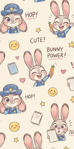Judy Hopps Cute Sketch Pattern Full HD iPhone Wallpaper Background