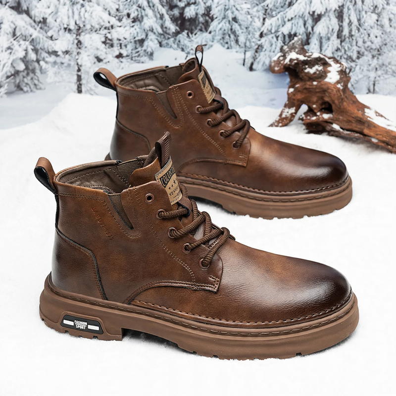 Herren-Stiefel im Vintage-Stil, knöchelhoch, mit Profilsohle