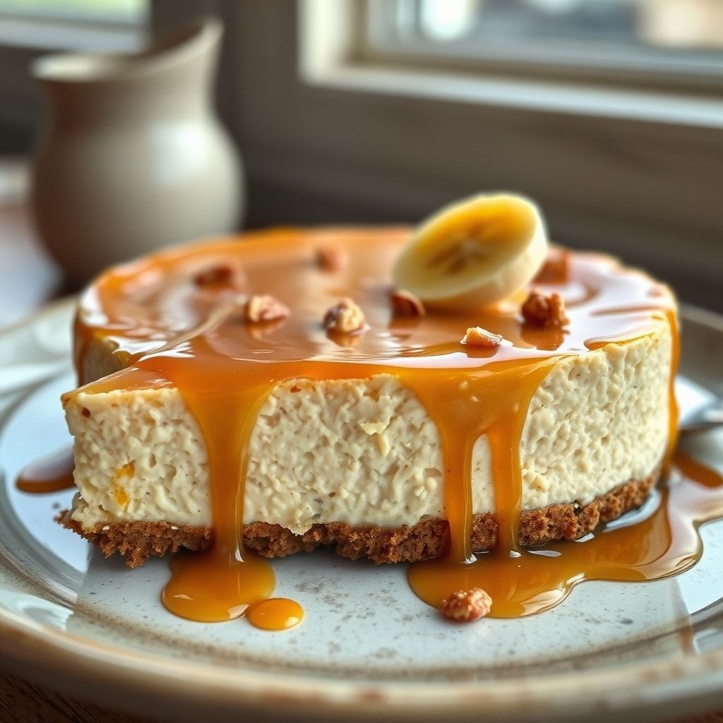 Creamy Banana Caramel Nut Cheesecake Recipe – Easy Homemade Dessert in 40 Min finished