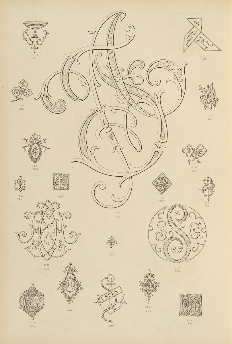 Album de chiffres  monogrammes couronnes de noblesse francaises et etrangeres Pl