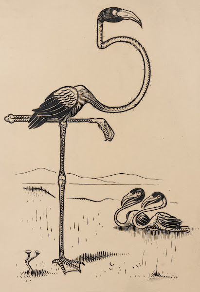 Eleven comic strip frames of flamingo shaping figures with its long neck Pl7