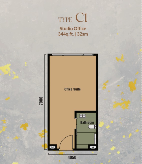 Branniganz Type C1 floor plan — 511 sq ft, 1 bedrooms