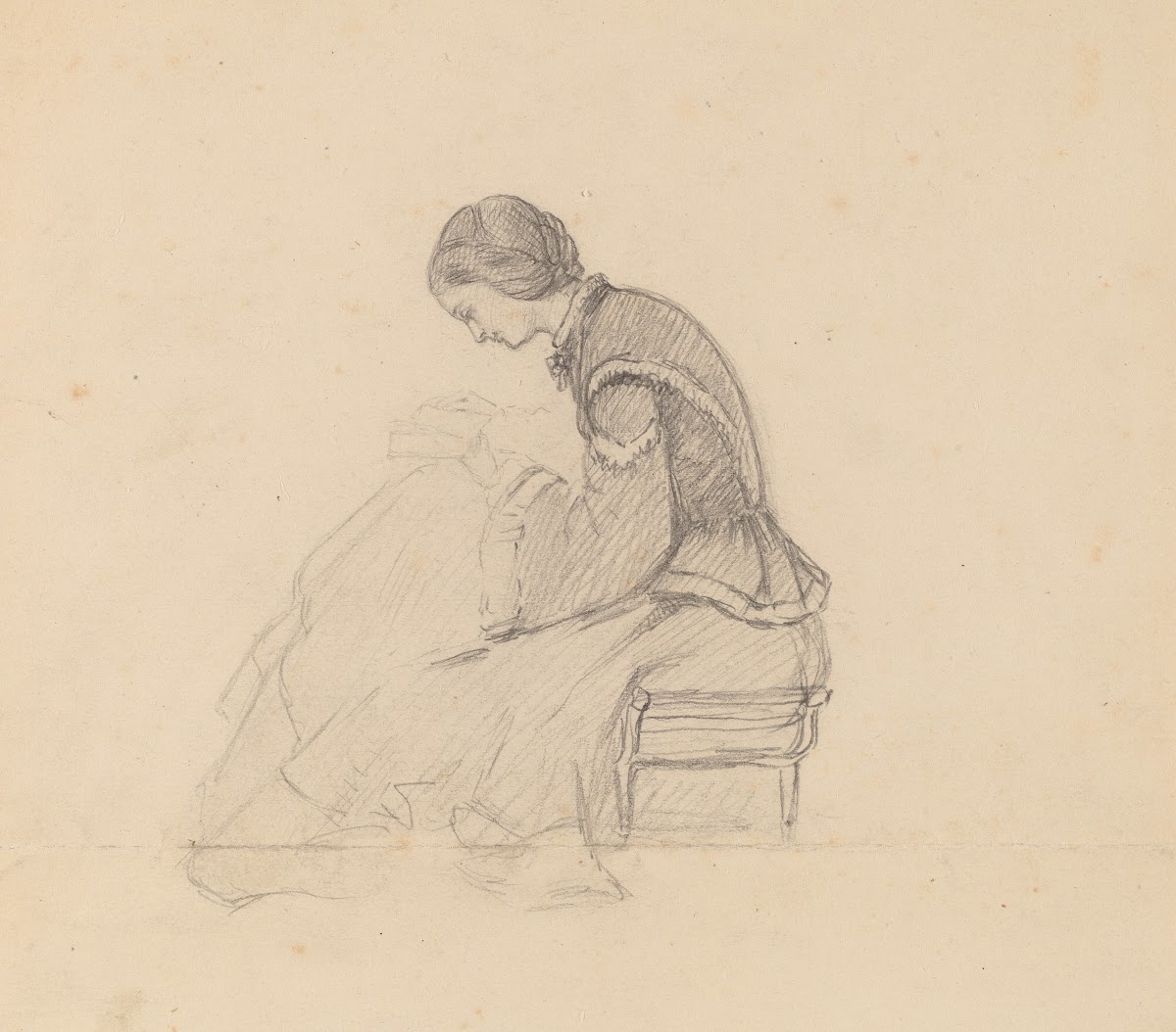 Study of a Girl Reading c 1858