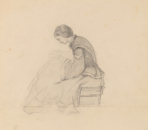 Study of a Girl Reading c 1858