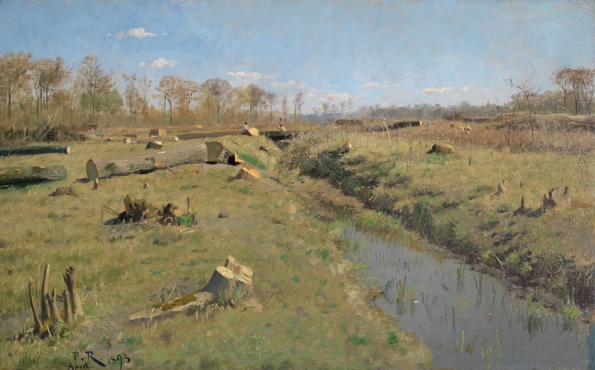Beim Holzfällen im Durlacher Wald 1893
