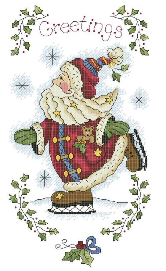 DIM00315 Merry Greetings Santa Skating