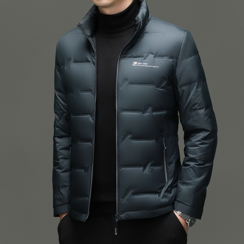 Lightweight men's down jacket with stand-up collar