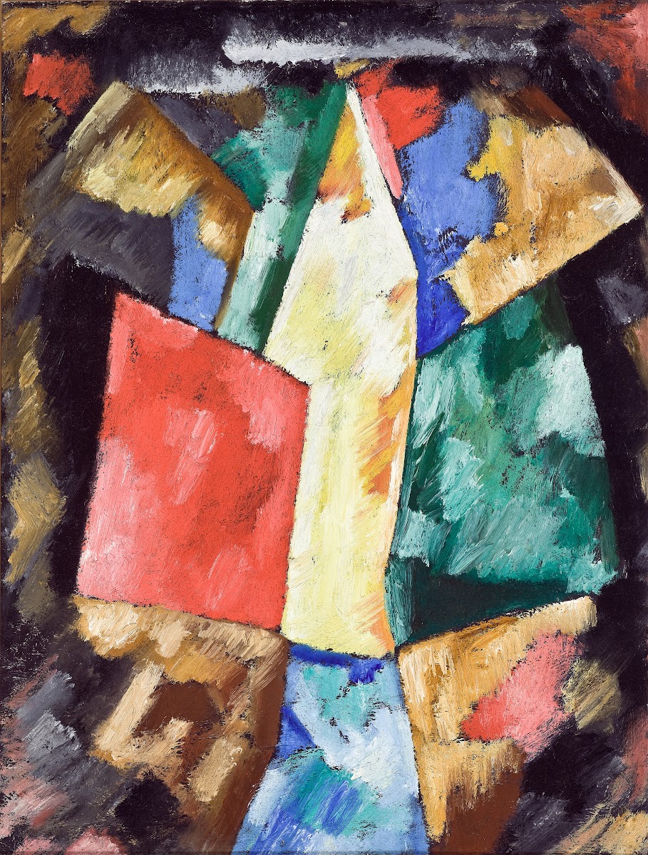 Abstraction Blue Yellow and Green circa 1913