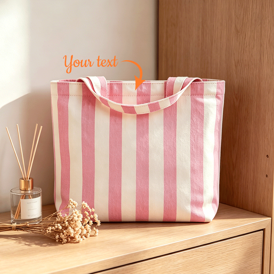 Hand Embroidered Vertical Stripe Tote Bag GS-620