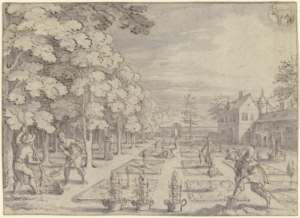 Monatsbild April Oben Rechts Das Zeichen Des Stiers Ca 1622