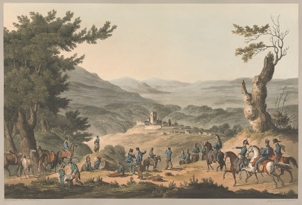 Sabugal on the River Coa French pickets in the foreground the Allies preparing t