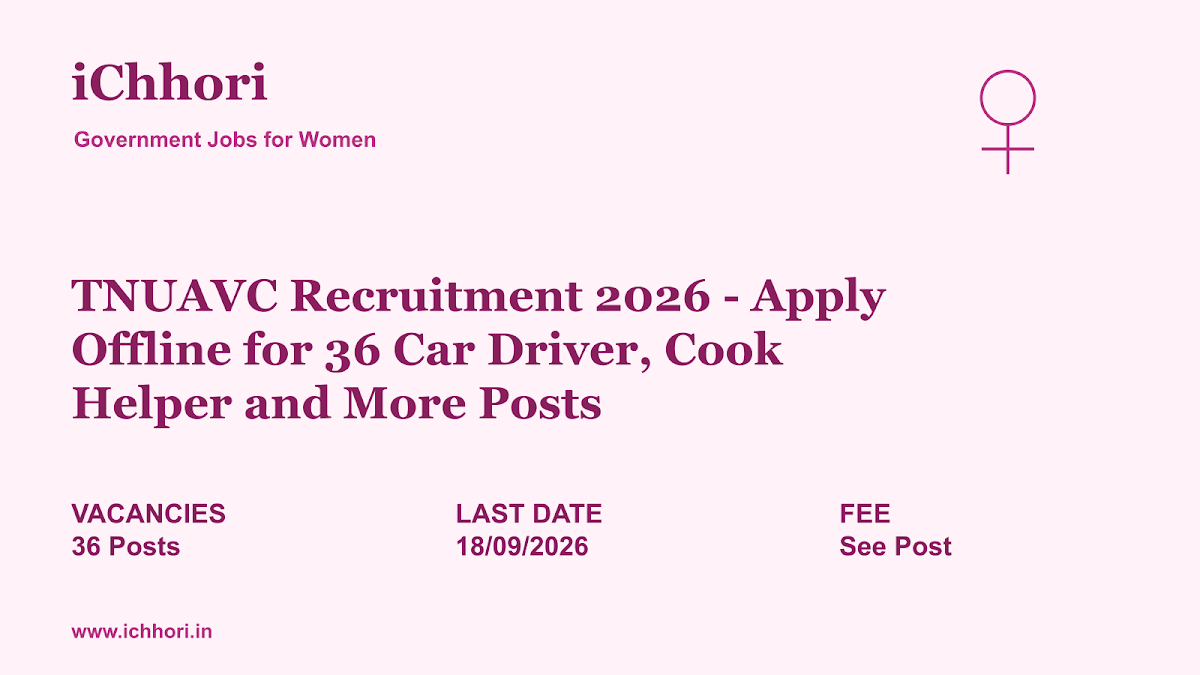 TNUAVC Recruitment 2026 - Apply Offline for 36 Car Driver, Cook Helper and More Posts - iChhori