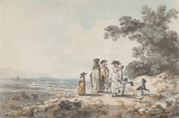 View of London with St Pauls in the Distance A Family Pausing on a Road 1787
