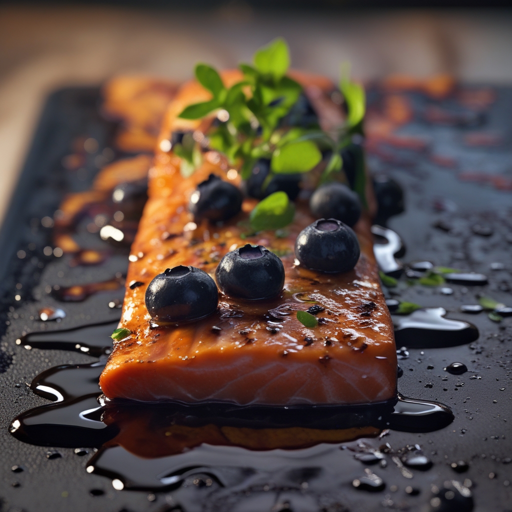 Final Blueberry‑Balsamic Glazed Salmon with Turmeric‑Rice & Avocado Coulis