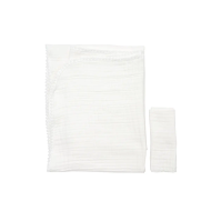 Plaid Twins muslin 100x80 4-layer with pompoms + napkin ecru