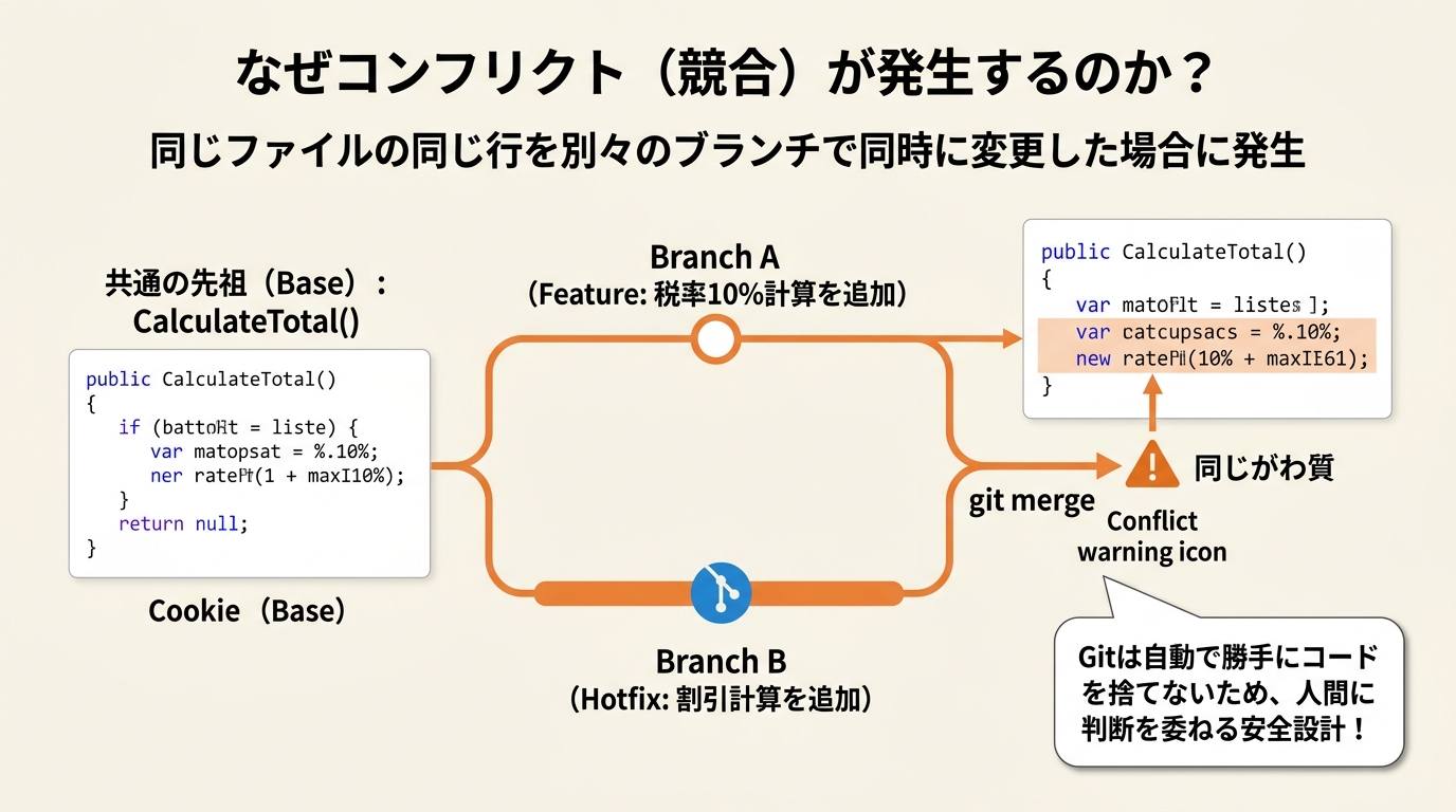 なぜコンフリクト（競合）が発生するのか？