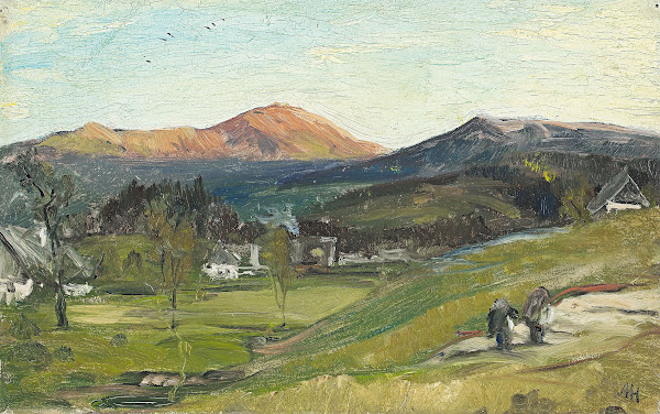 Blick über Krummhübel auf die Schneekoppe 1862