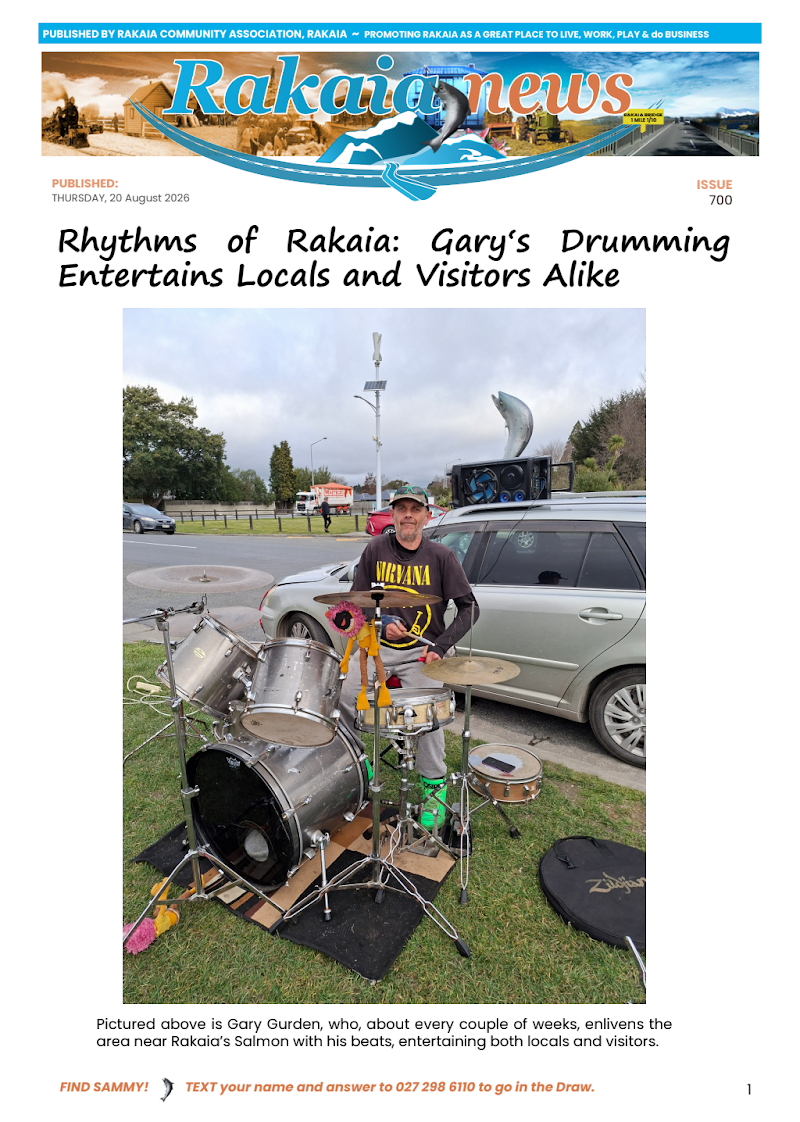 Front page of Rakaia News issue 700, published 20 August 2026