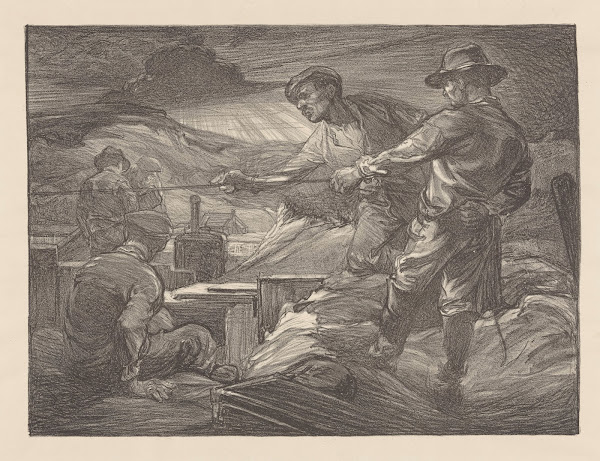 Arbeiders die aan een touw trekken 1881 1931
