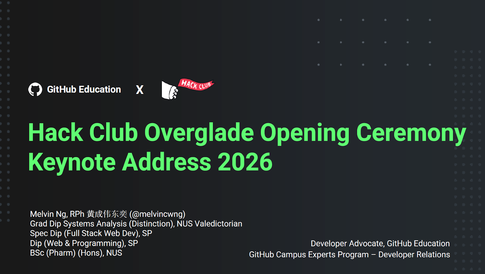 Hack Club Opening Slide