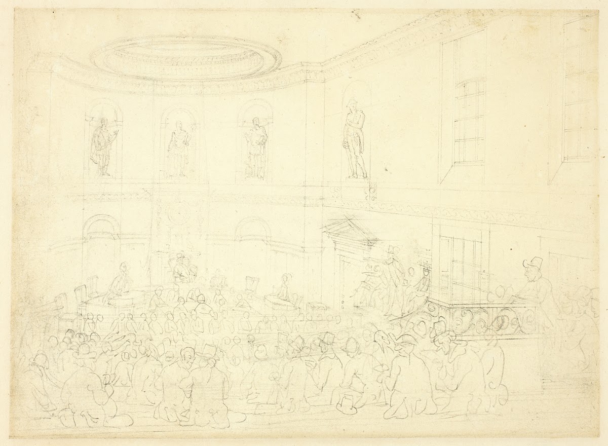 Study for India House the Sale Room from Microcosm of London c 1809