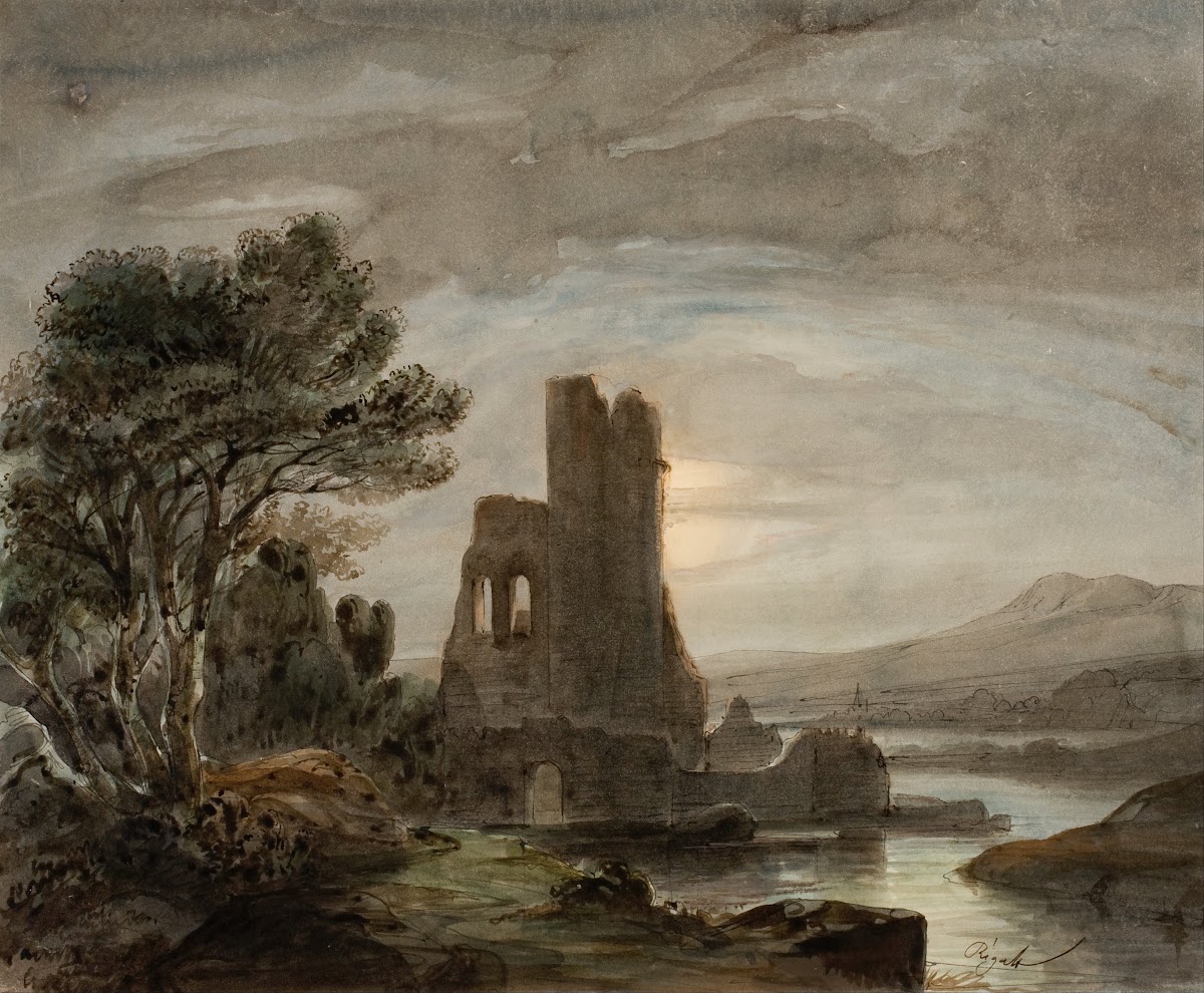 Night Landscape with Ruined Monastery circa 1850