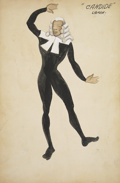 Candide Judge black bodysuit with white collar and wig 1934 1943