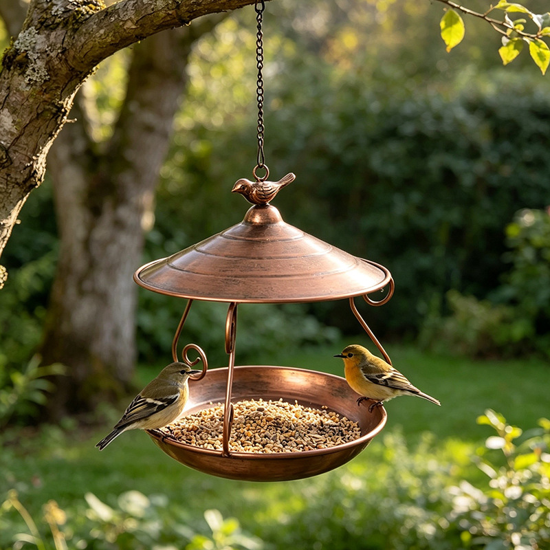 Decorative Hanging Bird Bath made of Iron, Flower Design