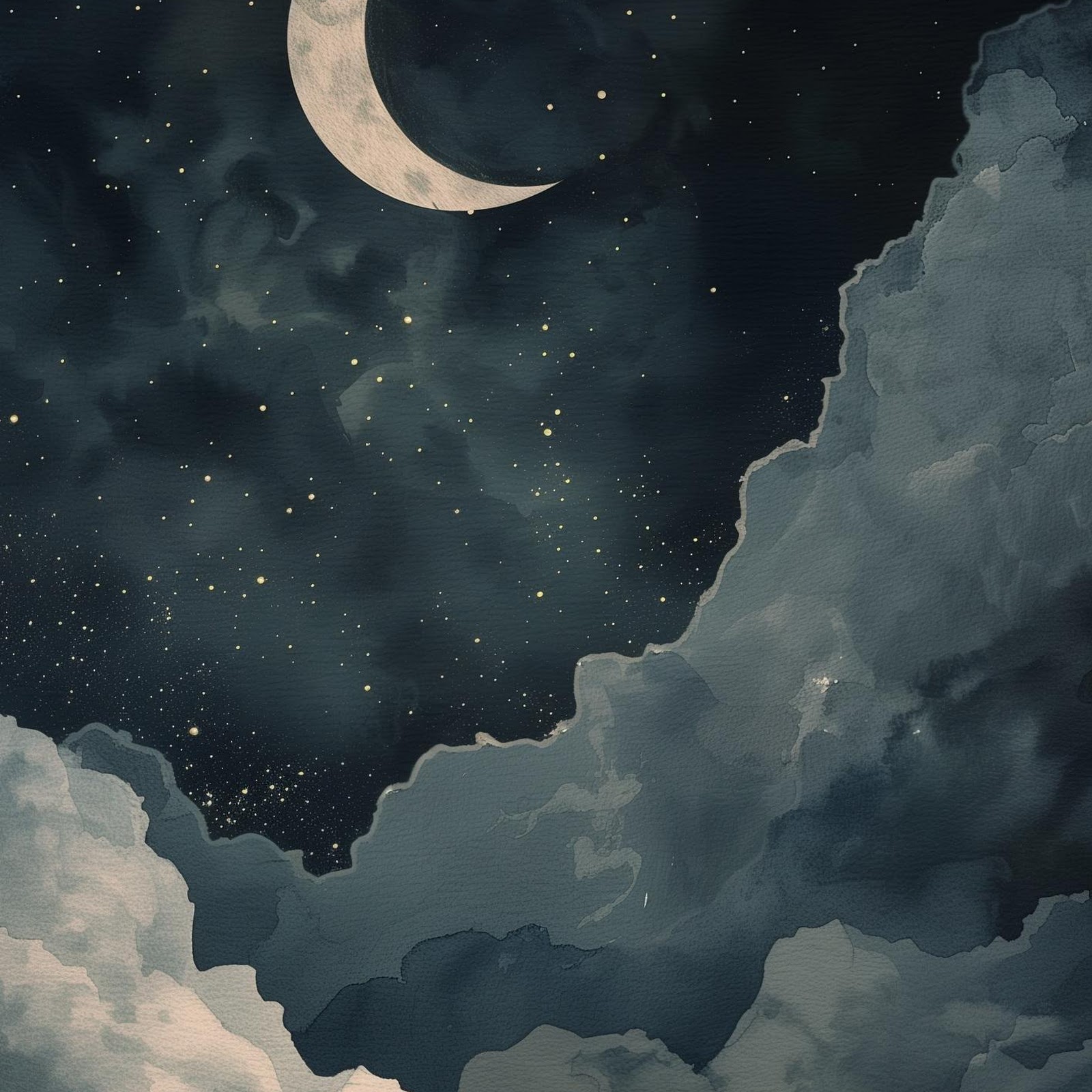Download Crescent Moon And Night Clouds Full HD iPhone