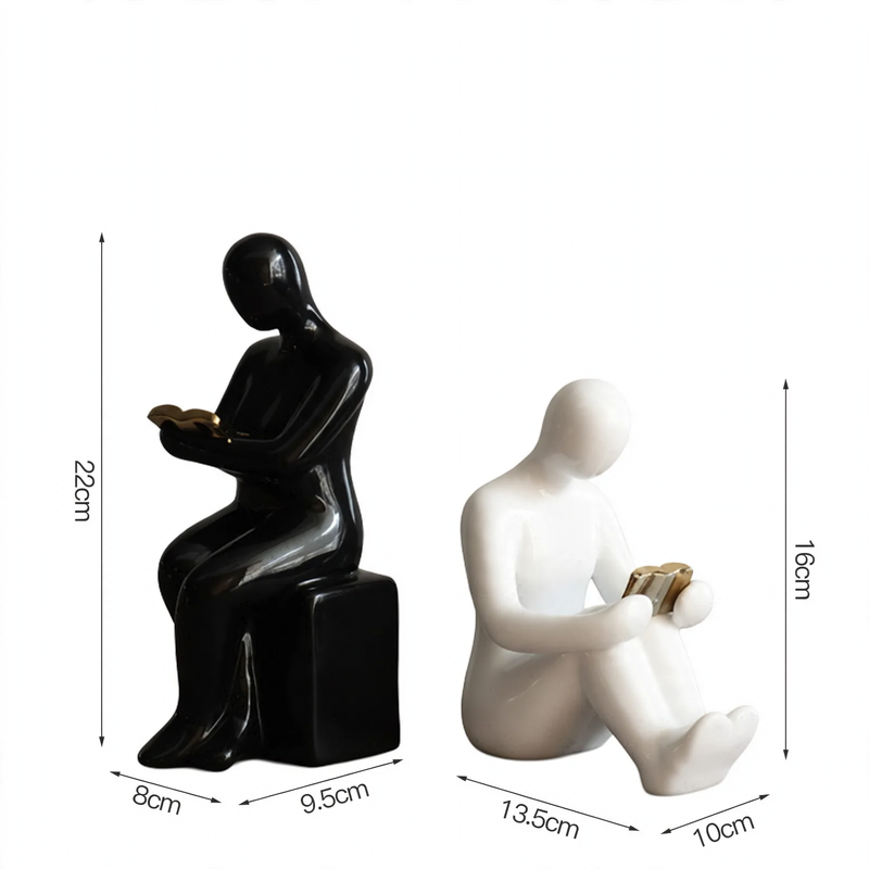 Ceramic Bookend, Reading Figure, Nordic