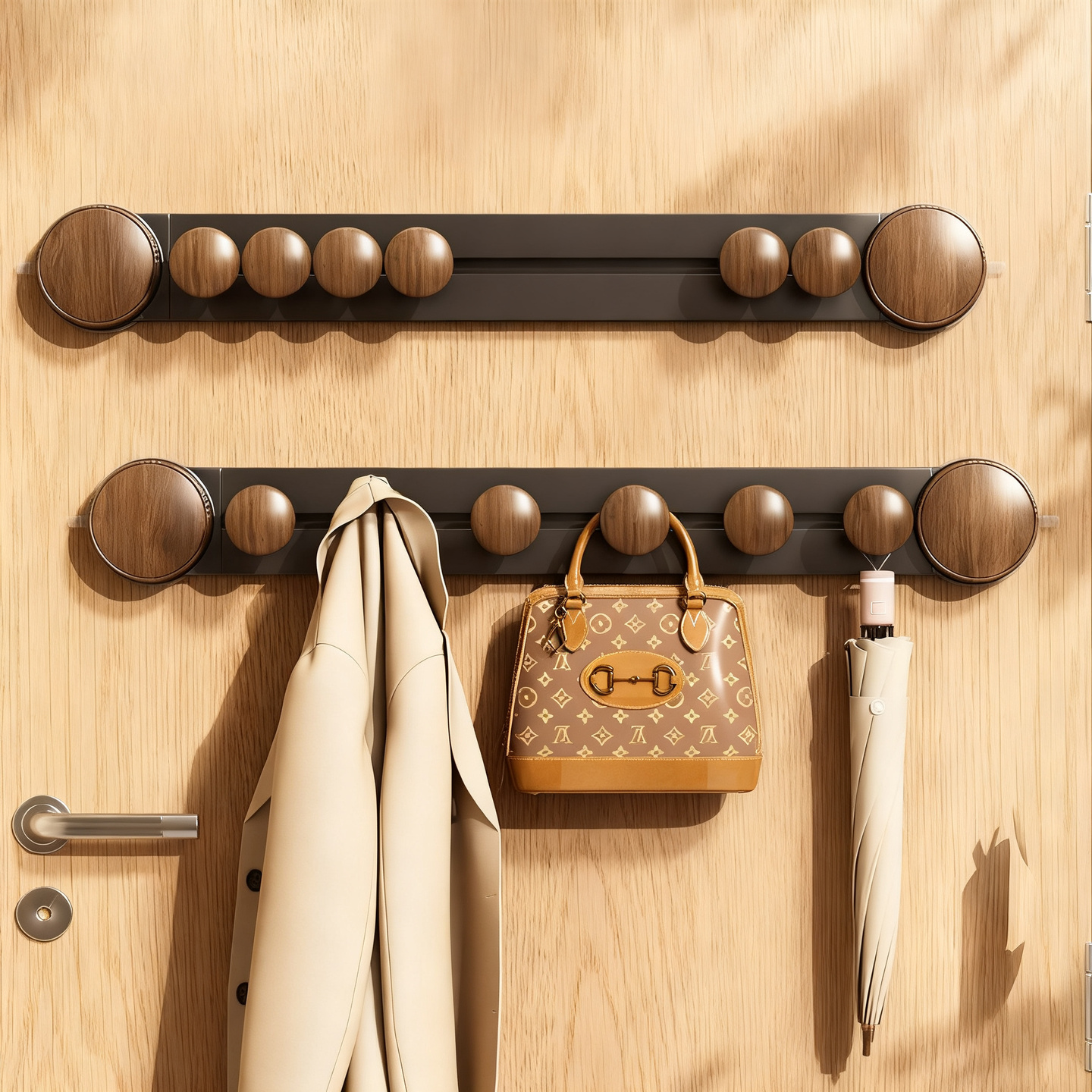 Suction Cup Wall Hook with Walnut Wood Look