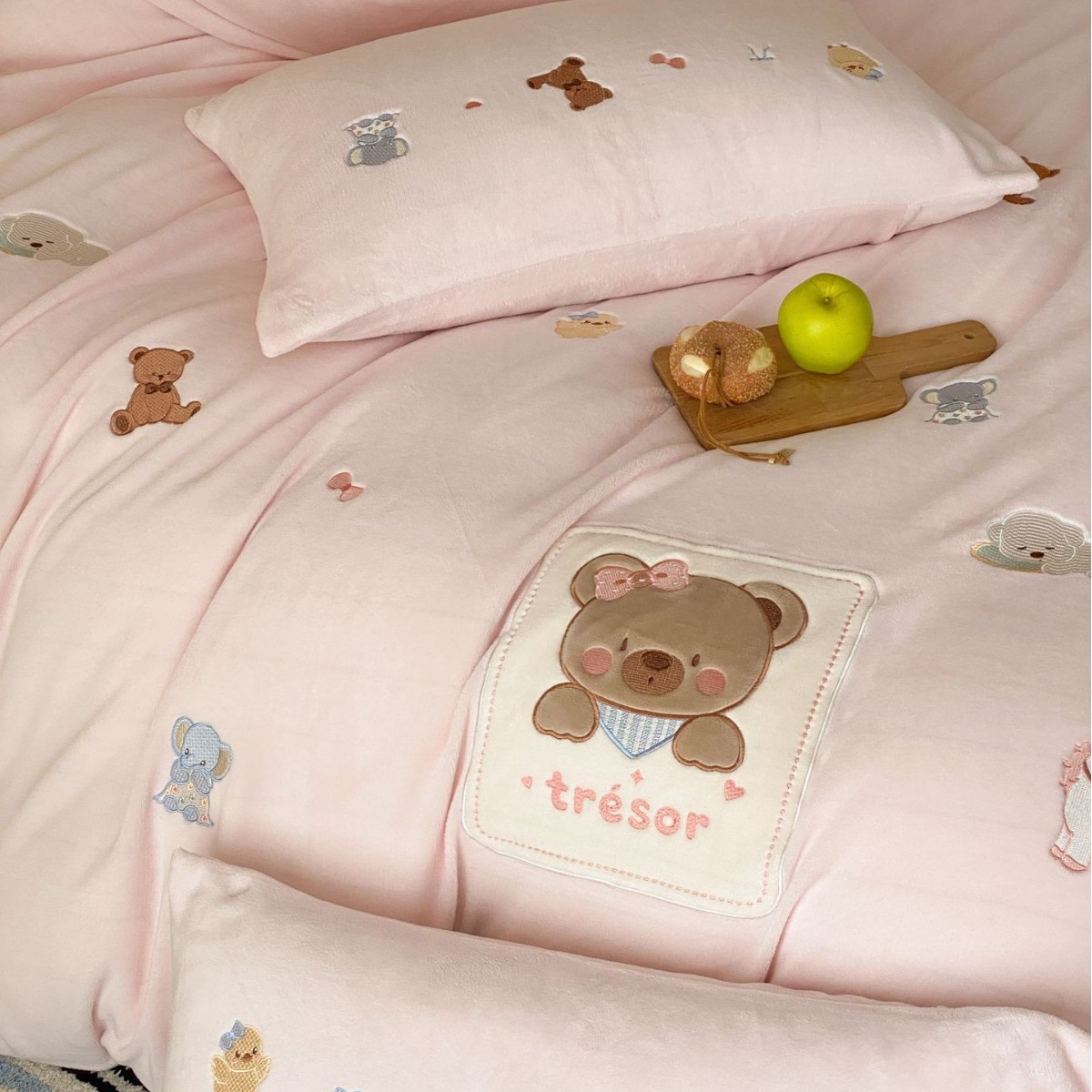 Milchfaser-Fleece Bettwäsche-Set, Cartoon-Design, antistatisch