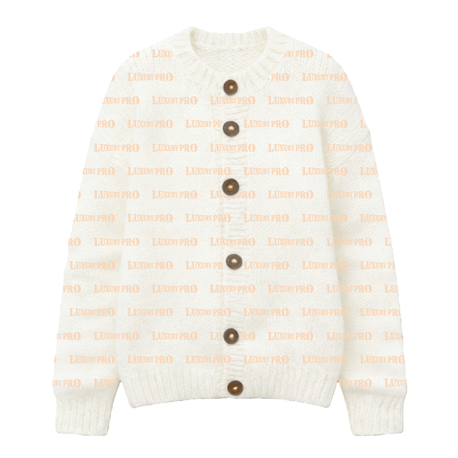 AOP Imitation Wool Button Sweater