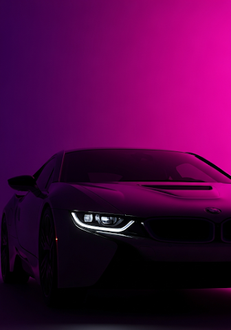 Dark Sports Car Neon Sunset