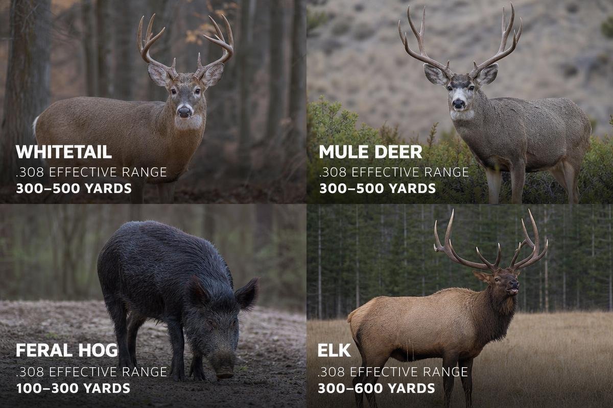 308 hunting effective range by game species chart