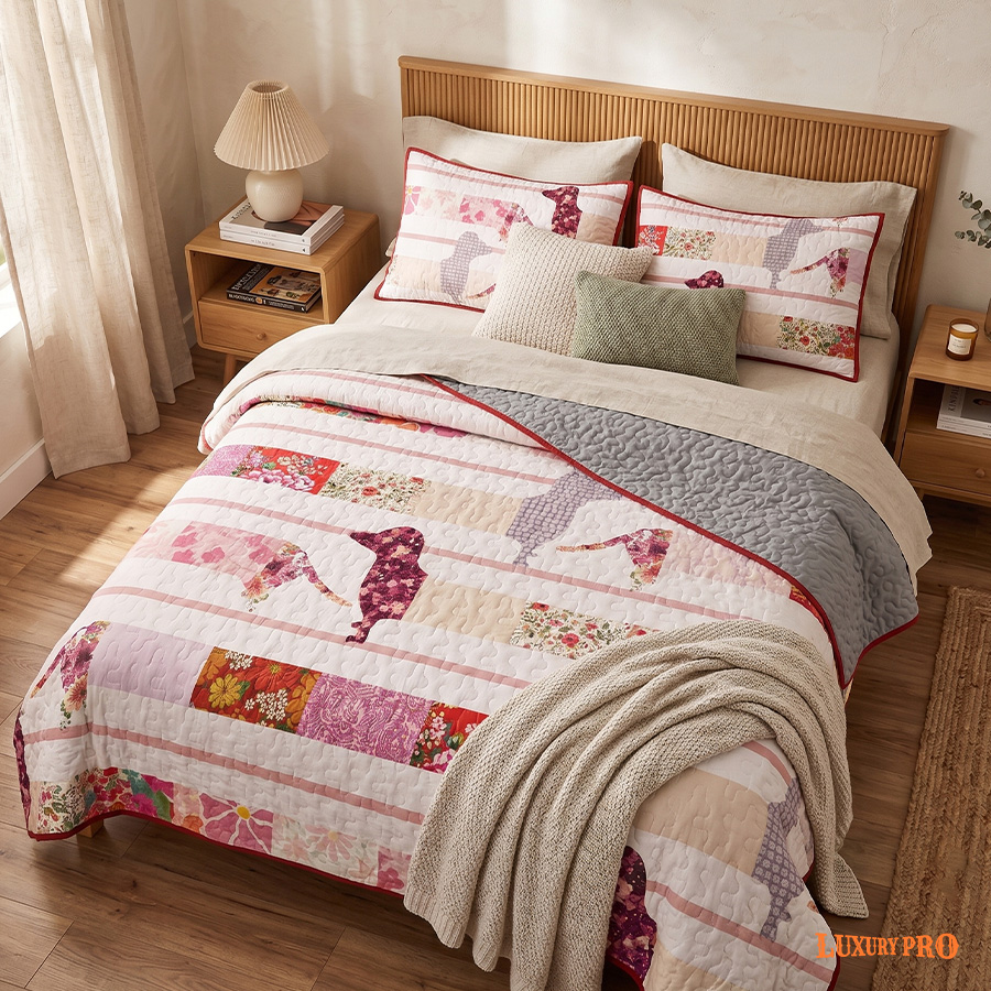 Free‑Motion Quilted Three‑Piece Set