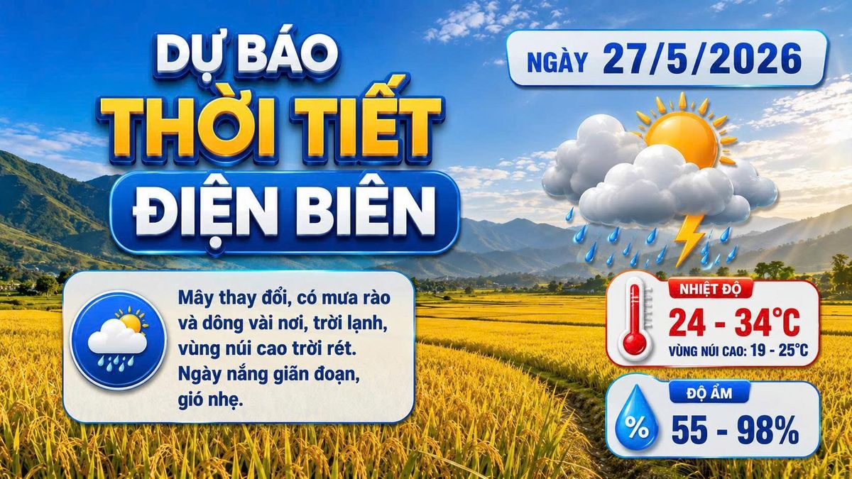 Bản tin Dự báo thời tiết ngày 27/5/2026 - Báo Điện Biên Phủ