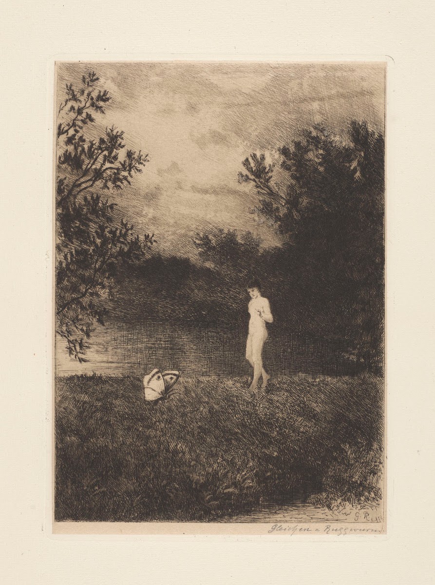 Fantastical Landscape with a Girl and a Butterfly 1888